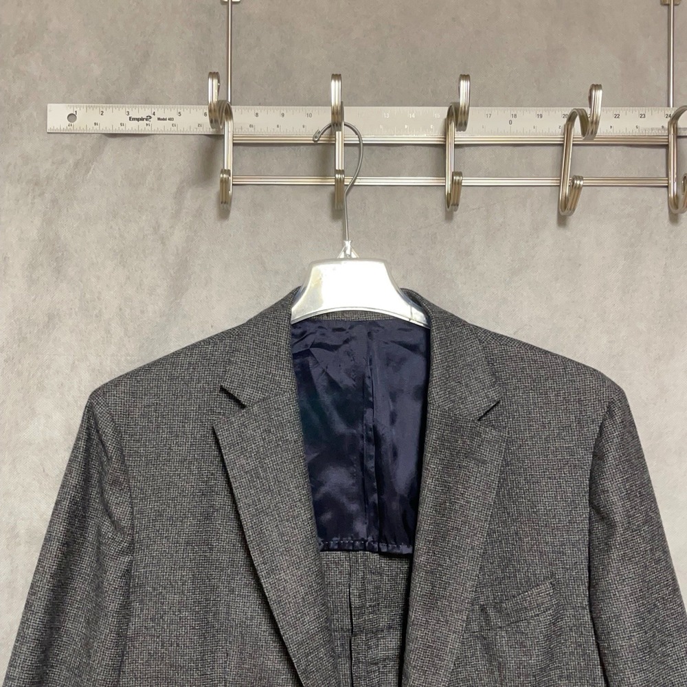 Massimo Dutti Blazer Men 44R Houndstooth Italy Wool Flannel Half Structured Luxe